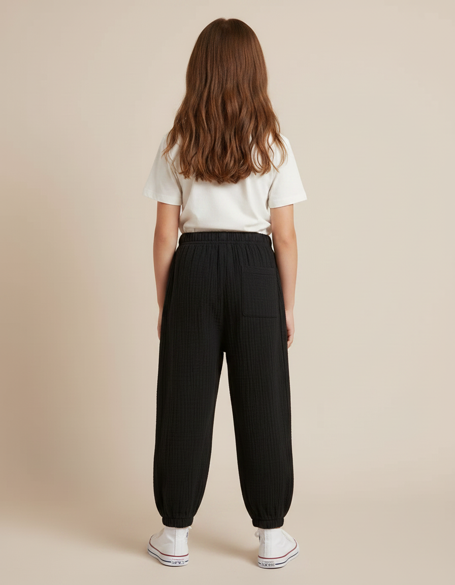 Pantalon Chino Noir Coton Ample Resserré Enfants - vue 2
