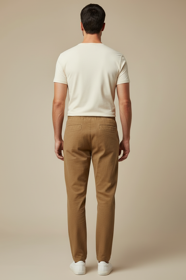 Pantalon Chino Taille Elastique Homme - Marron Gabardine - vue 2