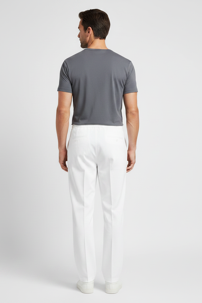 Pantalon Chino Blanc Droit Cordon Décontracté Homme - Coton - vue 2