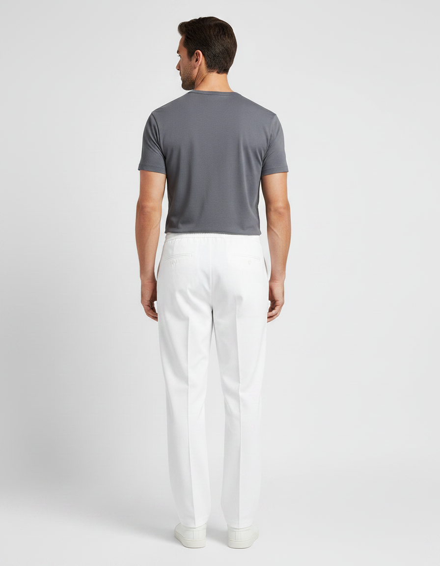 Pantalon Chino Blanc Droit Cordon Décontracté Homme - Coton - vue 2