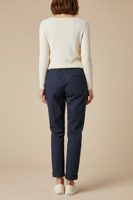 Pantalon Chino Bleu Marine Coton Décontracté Coupe Droite - vue 2