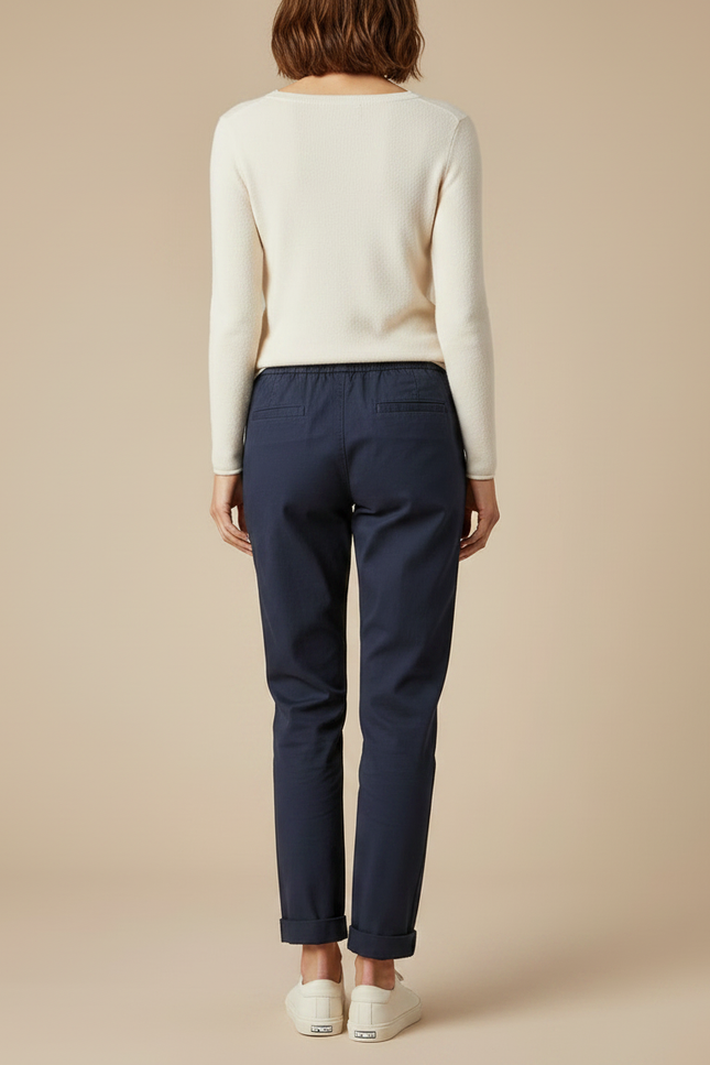 Pantalon Chino Bleu Marine Coton Décontracté Coupe Droite - vue 2