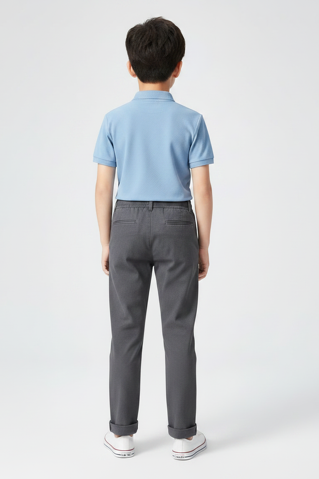Pantalon Chino Gris Coton Droit Garçon - vue 2