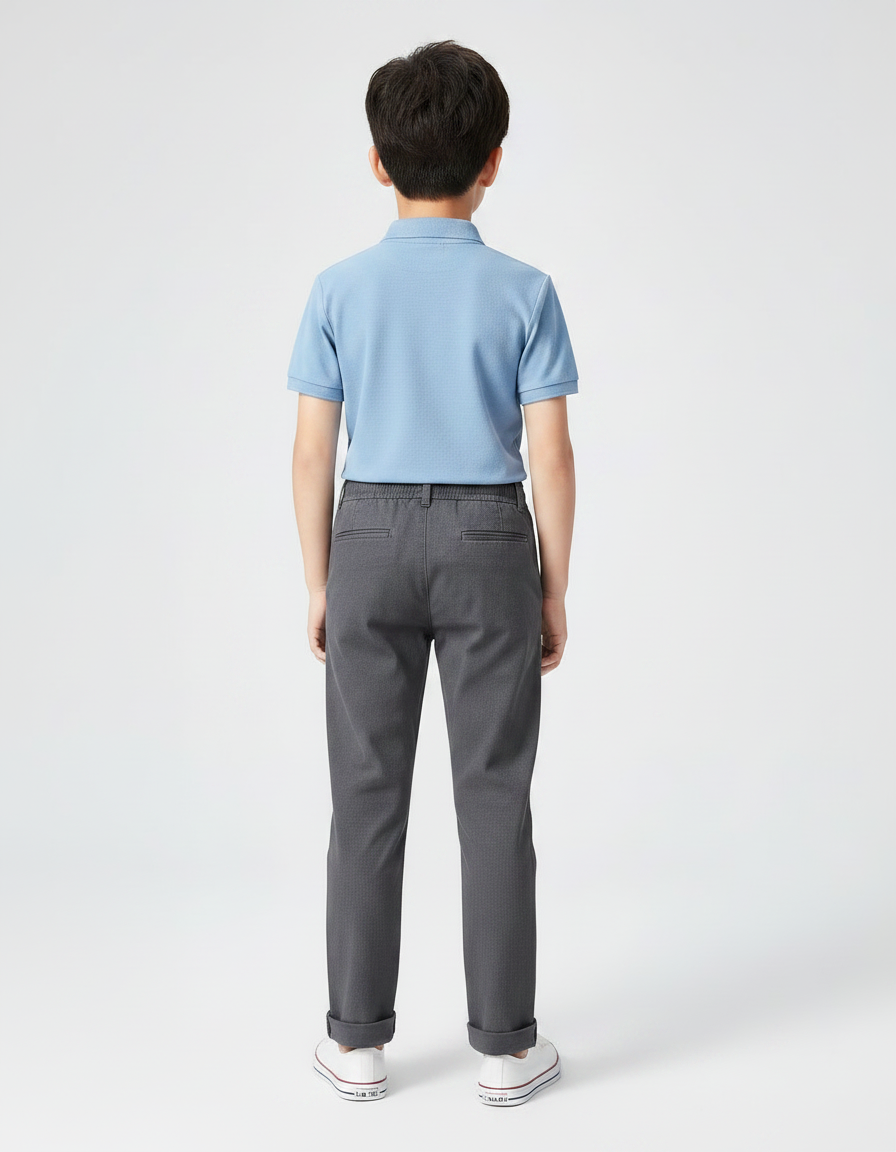 Pantalon Chino Gris Coton Droit Garçon - vue 2