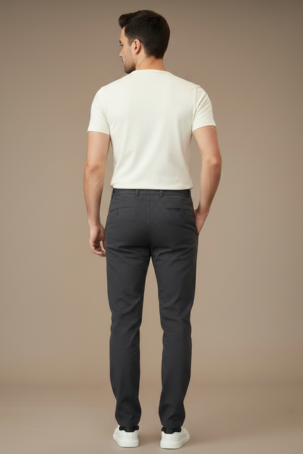 Pantalon Chino Homme Gris Anthracite Coton Stretch Coupe Droite - vue 2