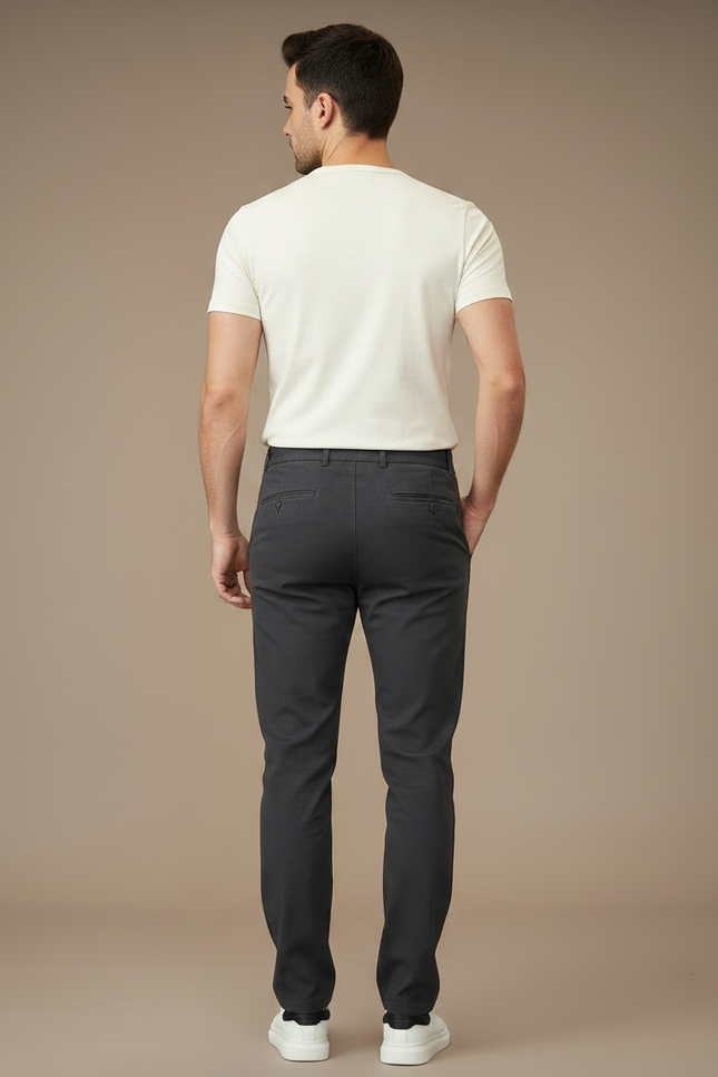 Pantalon Chino Homme Gris Anthracite Coton Stretch Coupe Droite - vue 2