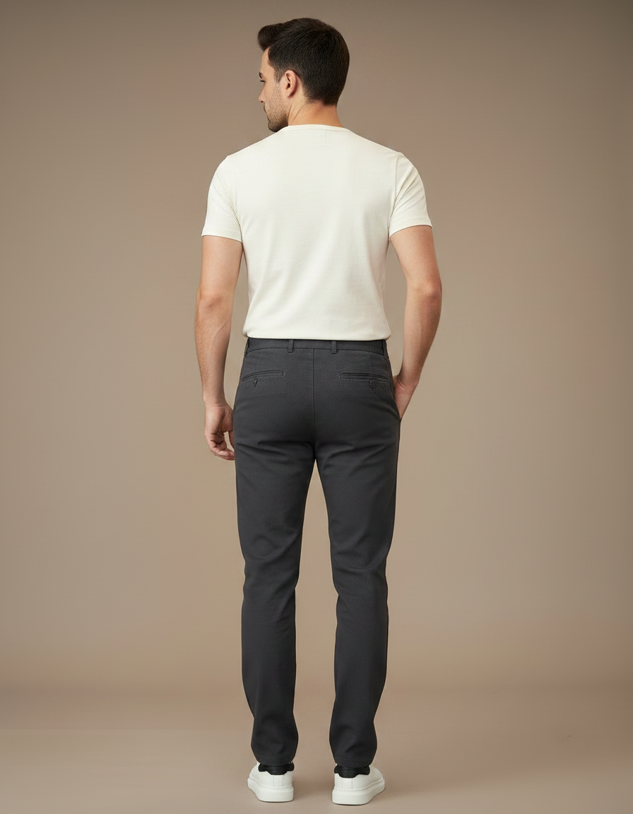Pantalon Chino Homme Gris Anthracite Coton Stretch Coupe Droite - vue 2