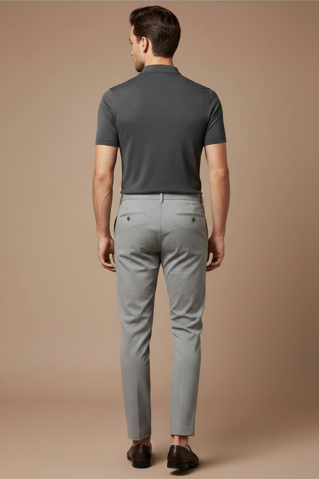 Pantalon Chino Gris Clair Slim Élégant Motif Discret - Gabardine - vue 2