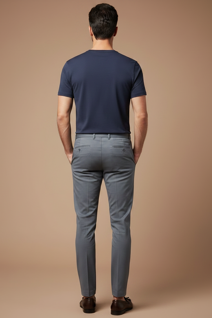 Pantalon Chino Gris Slim Coton Élégant Homme - vue 2