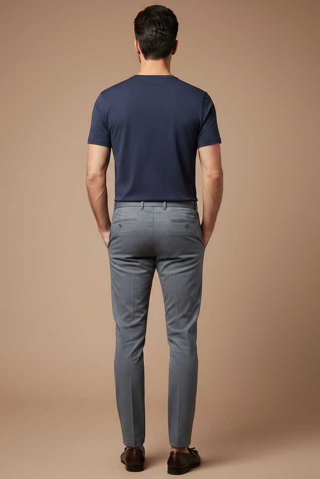 Pantalon Chino Gris Slim Coton Élégant Homme - vue 2