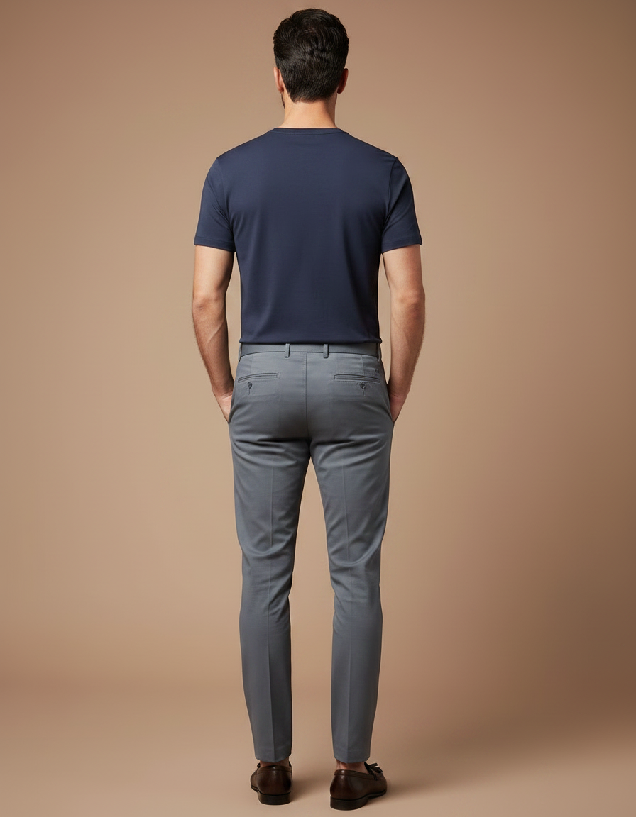 Pantalon Chino Gris Slim Coton Élégant Homme - vue 2