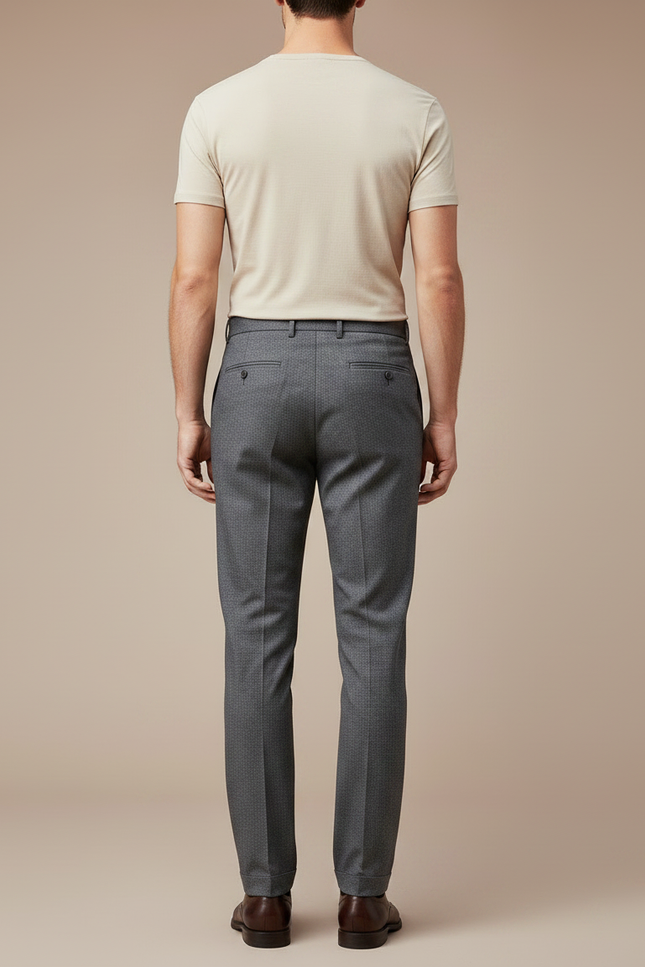 Pantalon Chino Gris Plissé Droit Formel Homme - Laine - vue 2