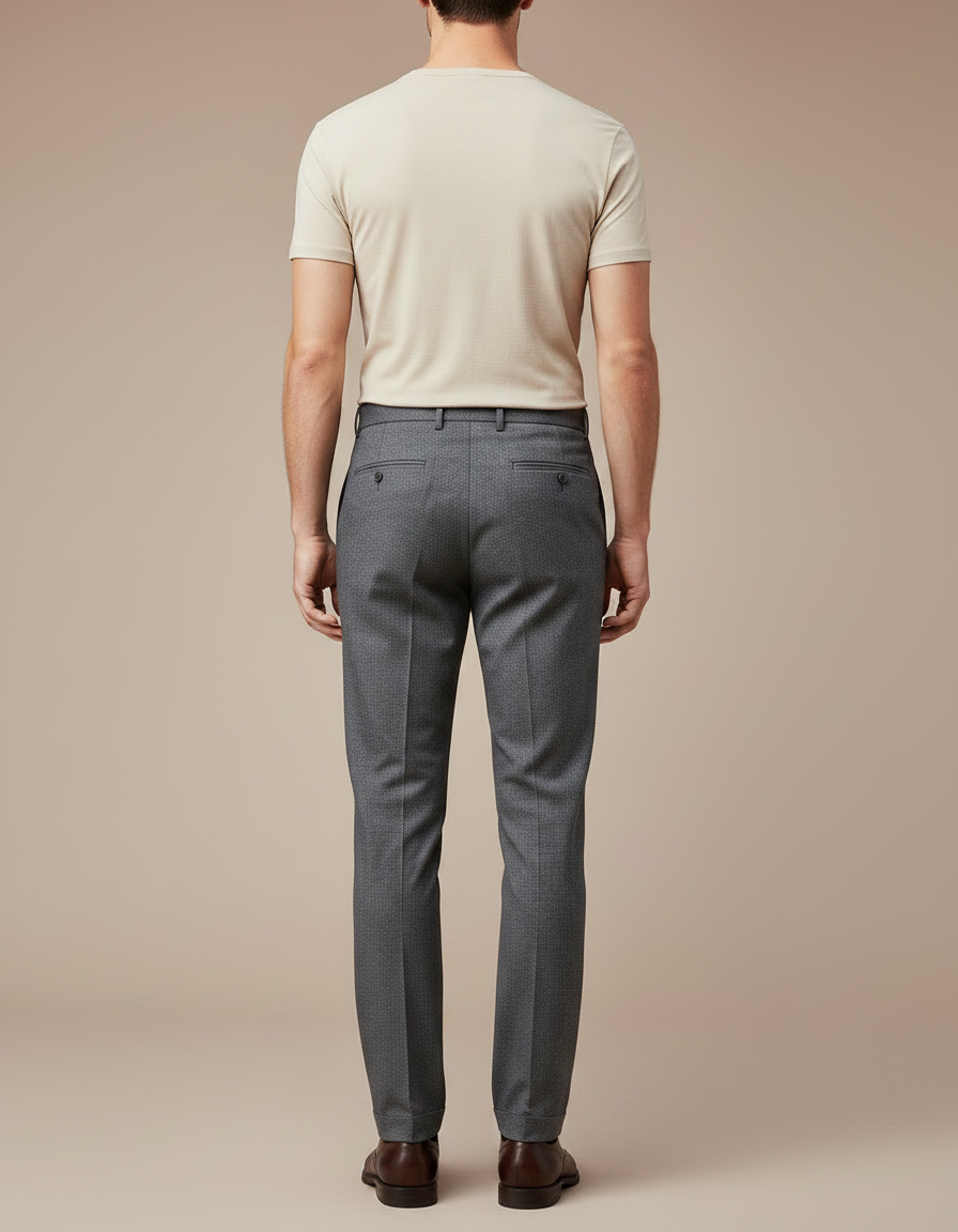 Pantalon Chino Gris Plissé Droit Formel Homme - Laine - vue 2
