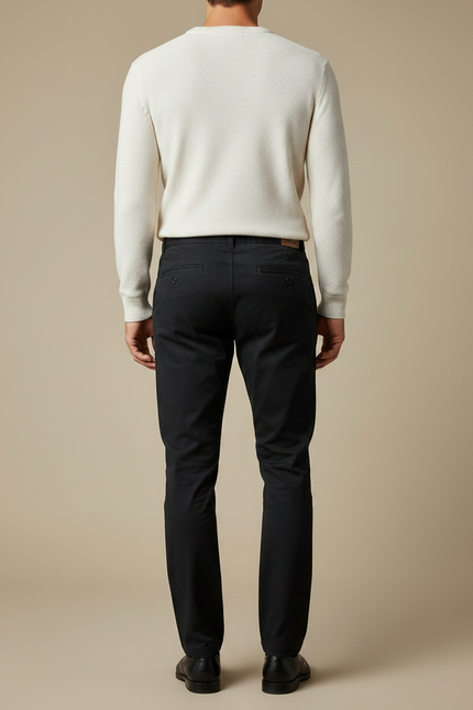 Pantalon Chino Noir Coton Slim Homme Élégant - vue 2