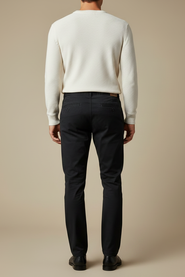 Pantalon Chino Noir Coton Slim Homme Élégant - vue 2