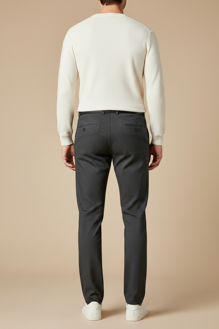 Pantalon Chino Gris Motif Micro Slim Homme - Coton - vue 2