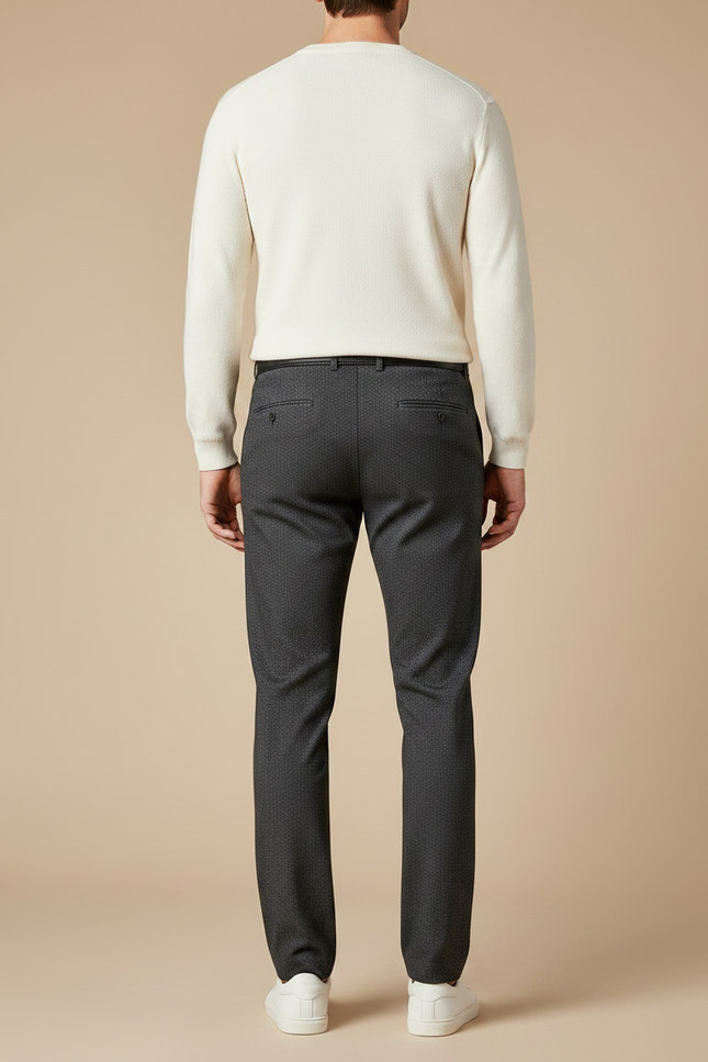 Pantalon Chino Gris Motif Micro Slim Homme - Coton - vue 2