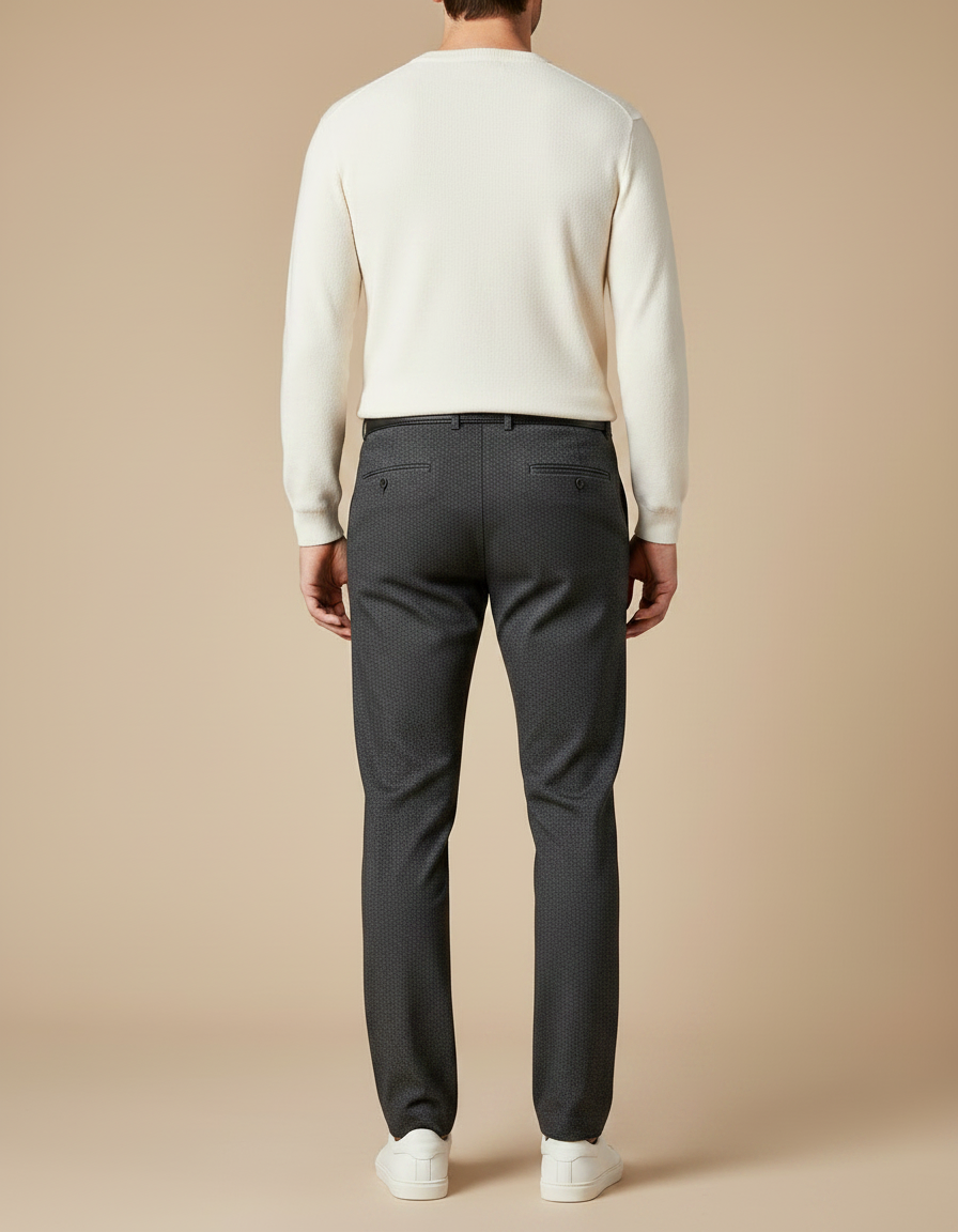 Pantalon Chino Gris Motif Micro Slim Homme - Coton - vue 2