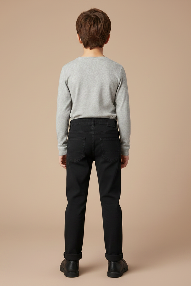 Pantalon Chino Noir Coupe Droite Enfant Garçon - Coton - vue 2