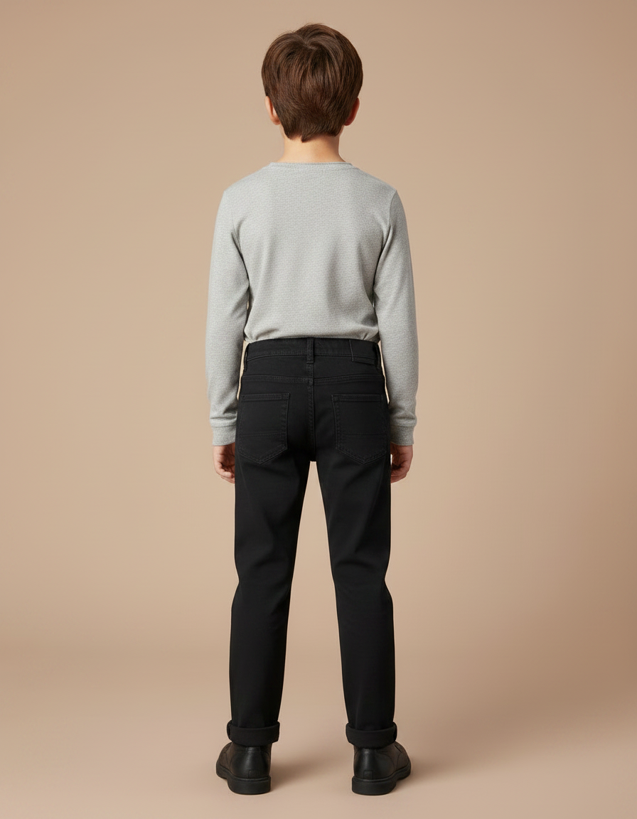 Pantalon Chino Noir Coupe Droite Enfant Garçon - Coton - vue 2