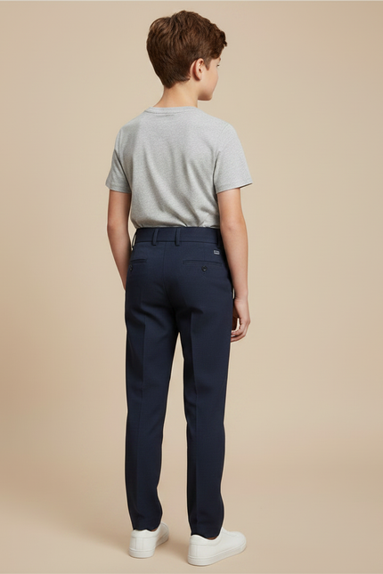 Pantalon Chino Bleu Marine Plissé Élégant Enfant - Gabardine - vue 2