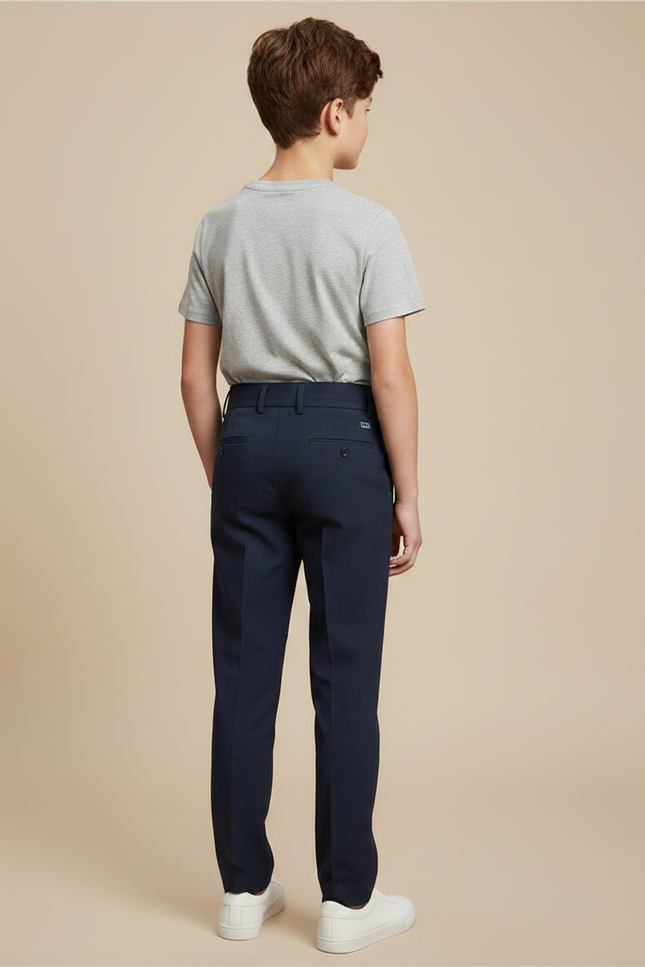 Pantalon Chino Bleu Marine Plissé Élégant Enfant - Gabardine - vue 2