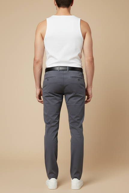 Pantalon Chino Gris Slim Extensible Décontracté Homme - Coton - vue 2