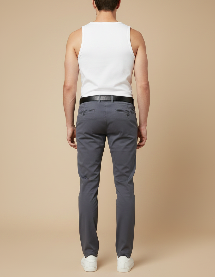 Pantalon Chino Gris Slim Extensible Décontracté Homme - Coton - vue 2