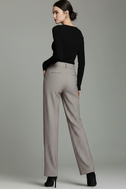 Pantalon Chino Gris Droit Taille Haute Tweed - vue 2