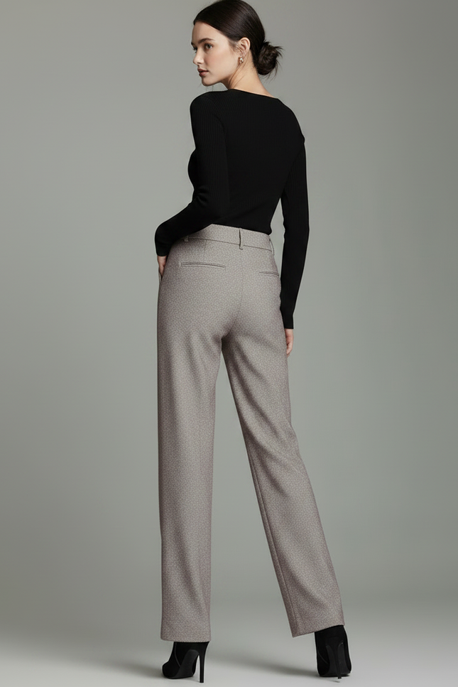 Pantalon Chino Gris Droit Taille Haute Tweed - vue 2
