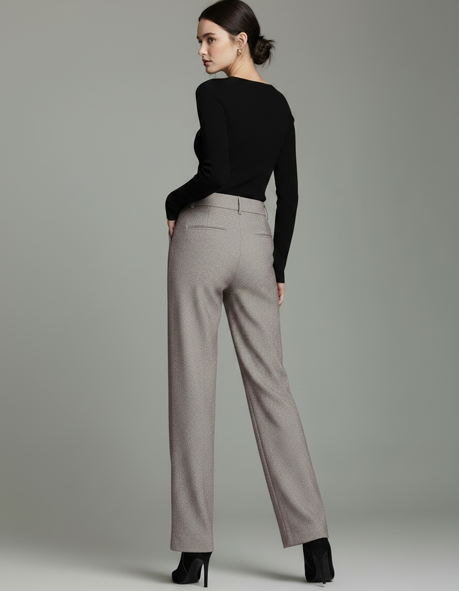 Pantalon Chino Gris Droit Taille Haute Tweed - vue 2