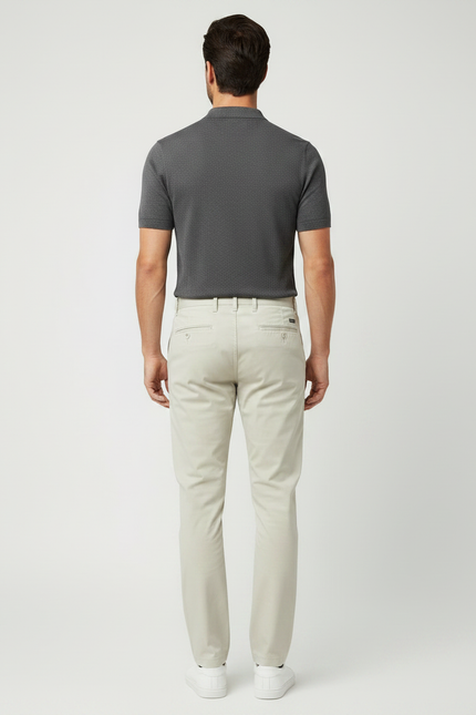 Pantalon Chino Beige Coton Slim Décontracté Élégant - vue 2