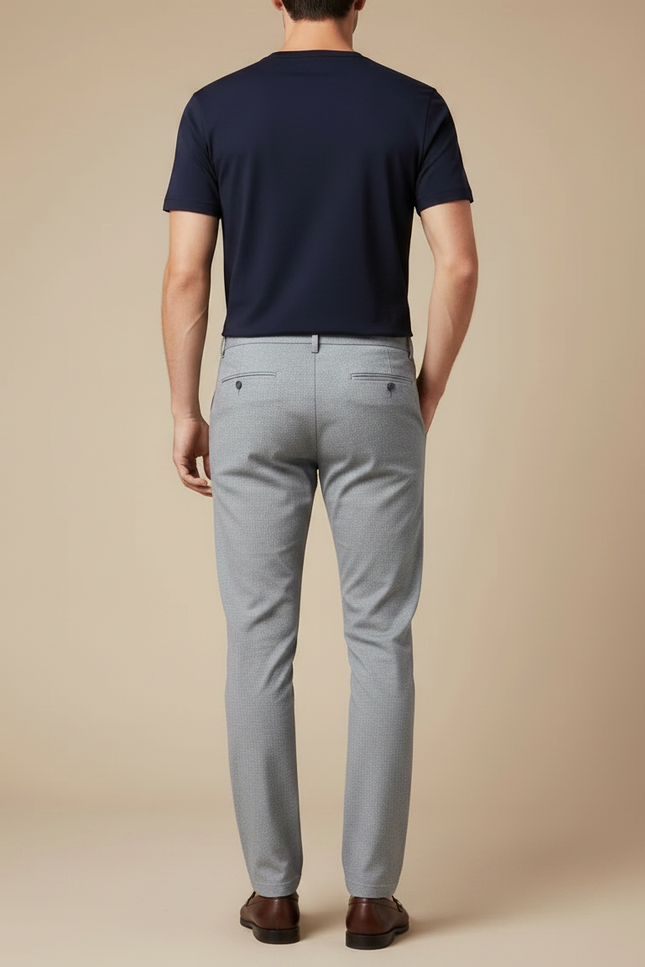 Pantalon Chino Gris Clair Droit Homme Élégant - Gabardine - vue 2