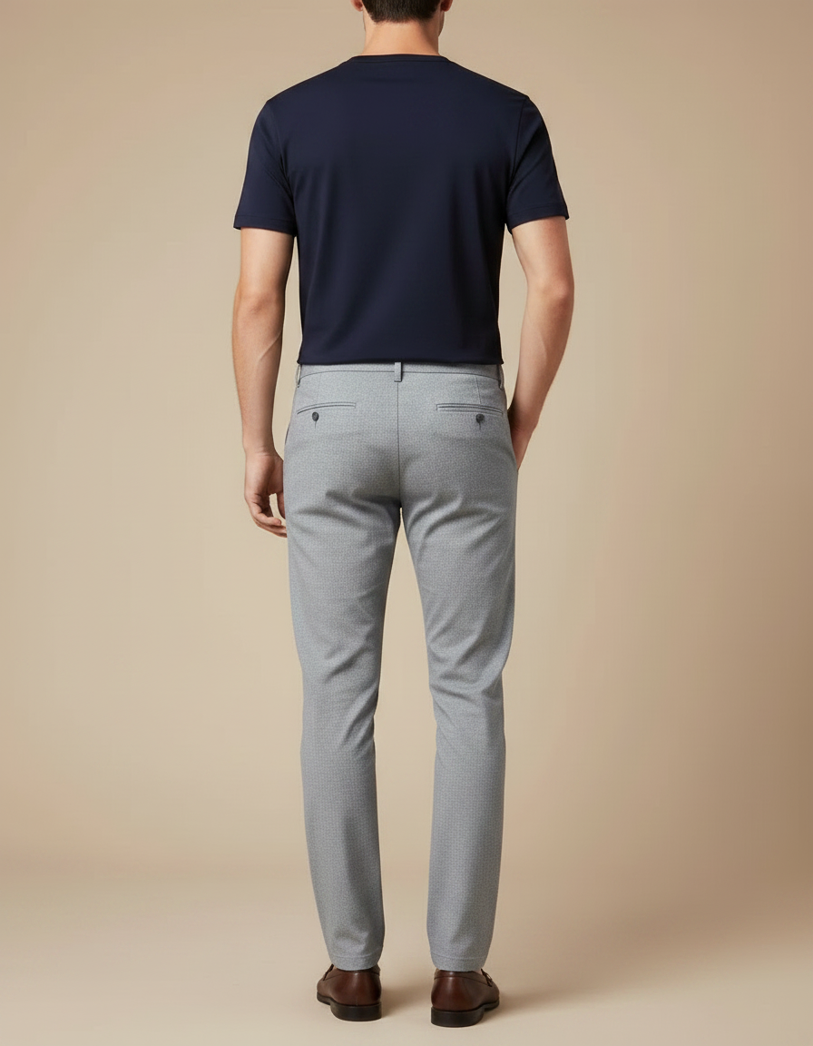 Pantalon Chino Gris Clair Droit Homme Élégant - Gabardine - vue 2