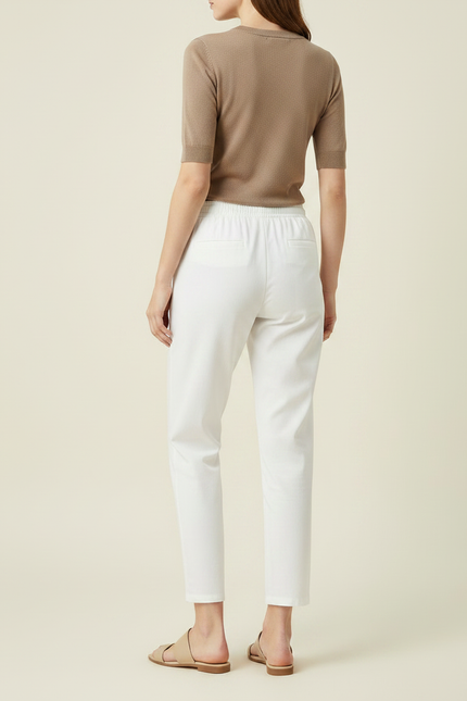 Pantalon Chino Blanc Cordon Décontracté Femme - Coton - vue 2