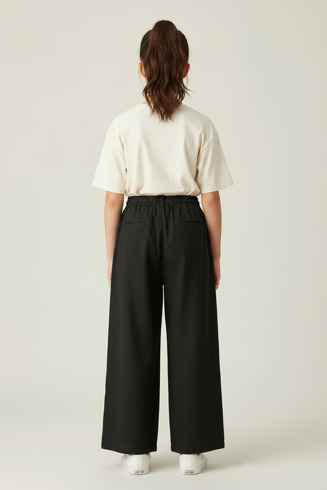 Pantalon Chino Noir Ample Coton Fluide Enfant Fille - vue 2