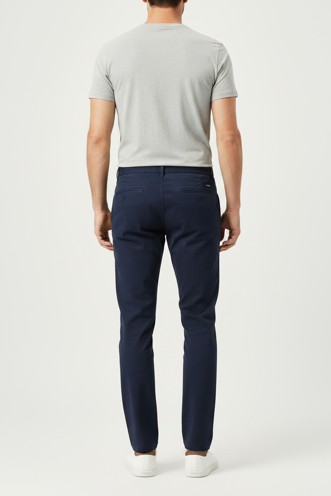 Pantalon Chino Bleu Marine Slim Coton Homme Élégant - vue 2