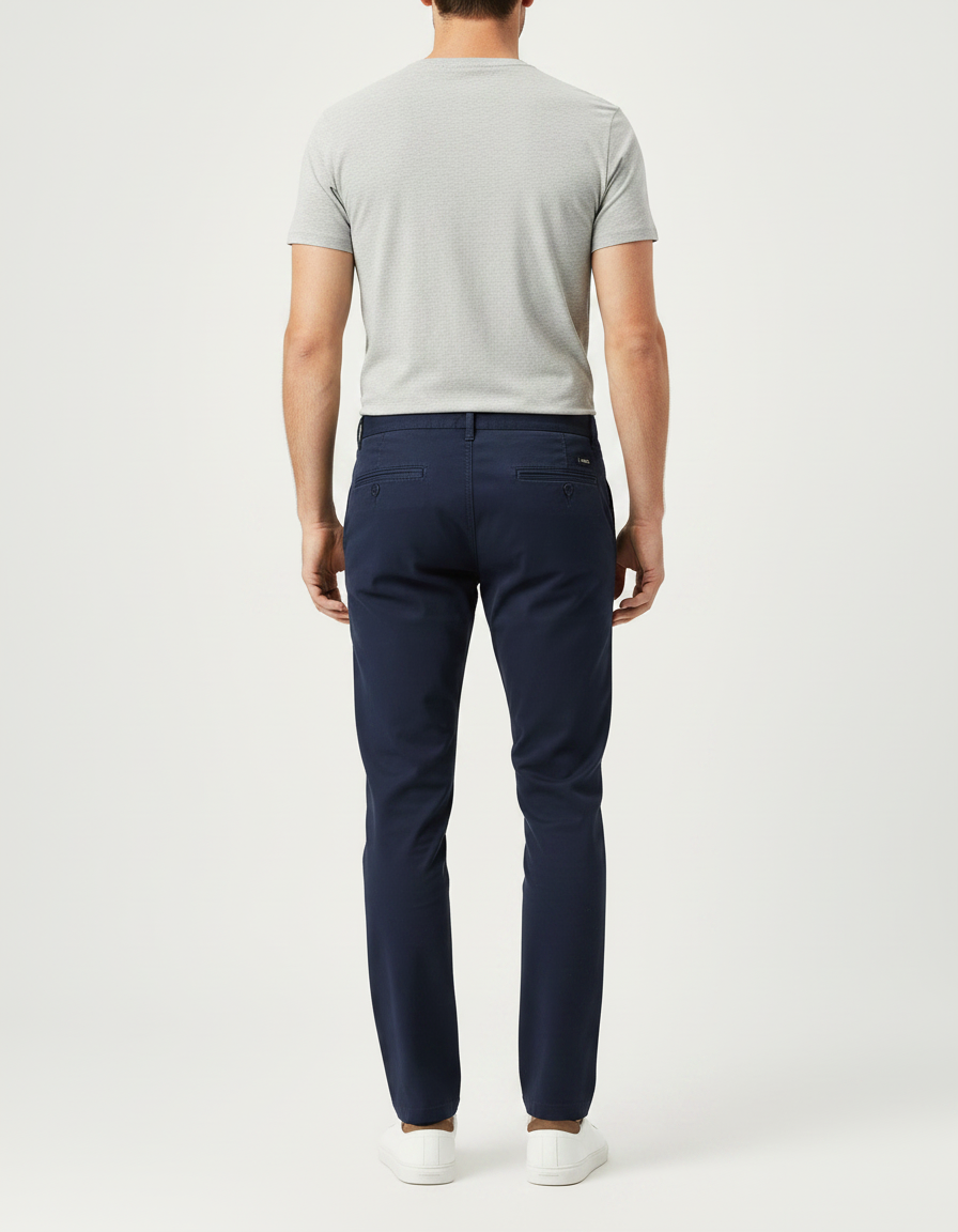 Pantalon Chino Bleu Marine Slim Coton Homme Élégant - vue 2
