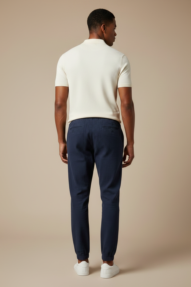 Pantalon Chino Marine Cordon Décontracté Homme - Lin - vue 2