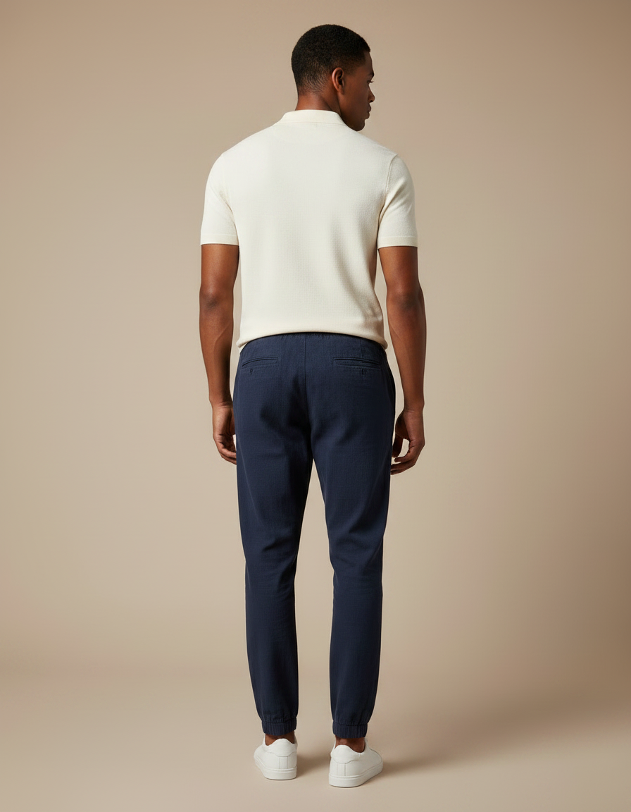 Pantalon Chino Marine Cordon Décontracté Homme - Lin - vue 2