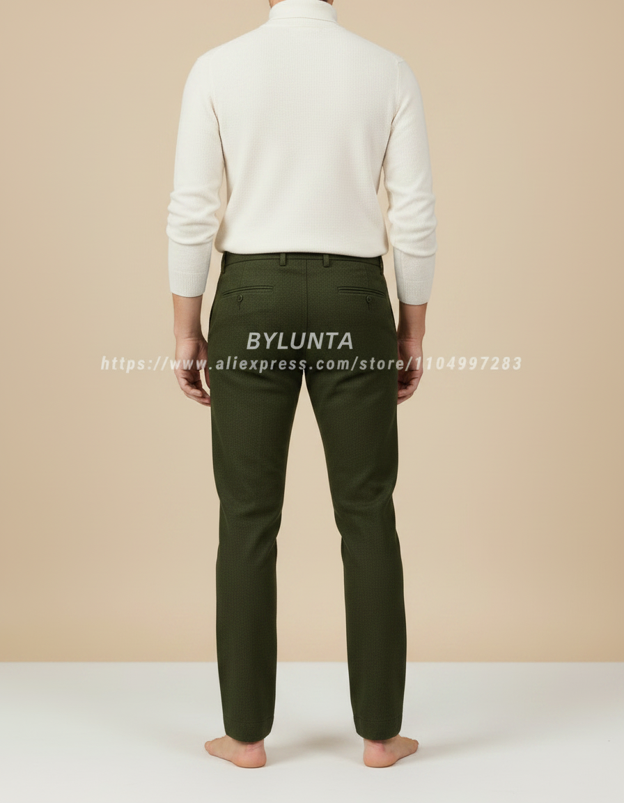 Pantalon Chino Vert Olive Droit Élégant Homme - Coton - vue 2