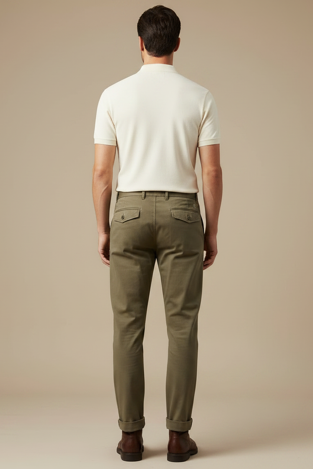 Pantalon Chino Vert Kaki Homme - Coton - vue 2