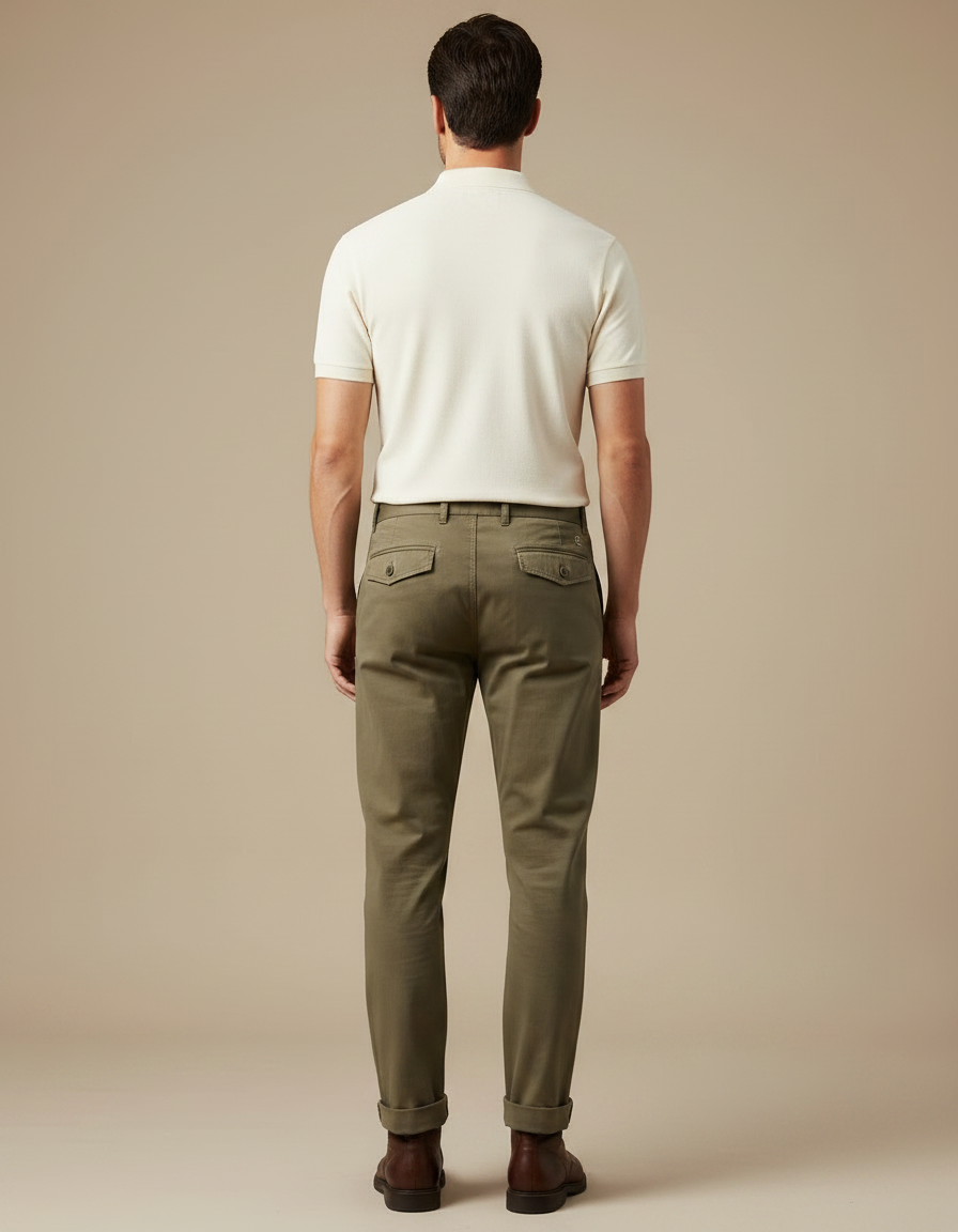 Pantalon Chino Vert Kaki Homme - Coton - vue 2