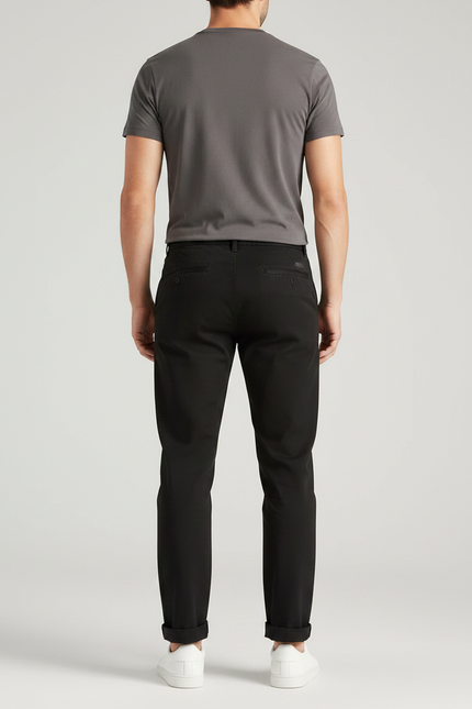 Pantalon Chino Noir Coton Décontracté Droit Homme - vue 2