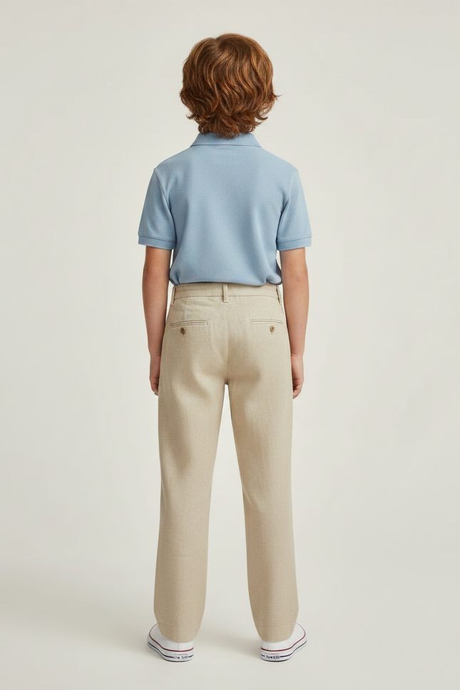 Pantalon Chino Beige Lin Ample Décontracté Enfant - vue 2