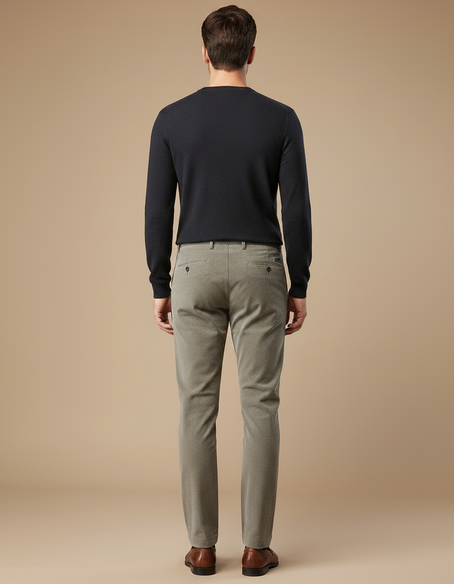 Pantalon Chino Structure - Kaki Cordé - vue 2