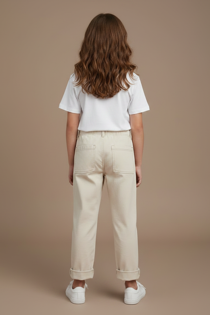 Pantalon Chino Beige Coton Décontracté Enfant Uni - vue 2