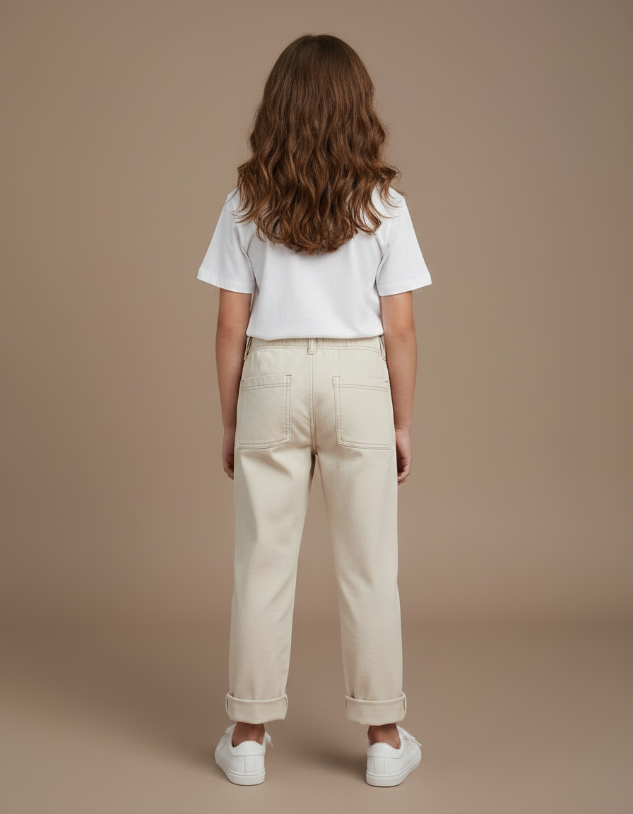 Pantalon Chino Beige Coton Décontracté Enfant Uni - vue 2