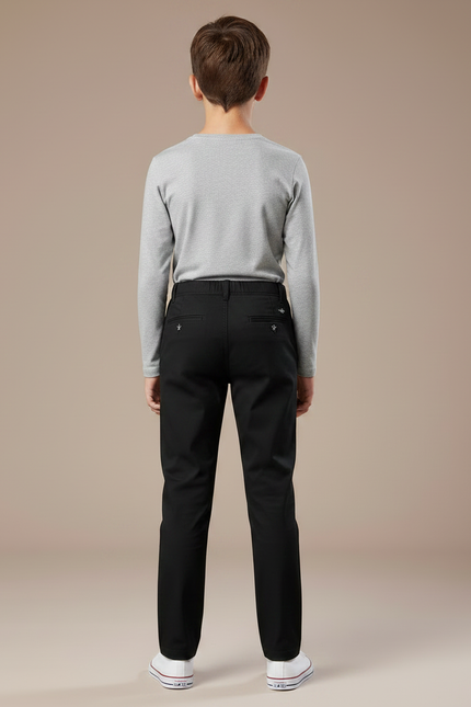 Pantalon Chino Noir Droit Coton Enfant - vue 2