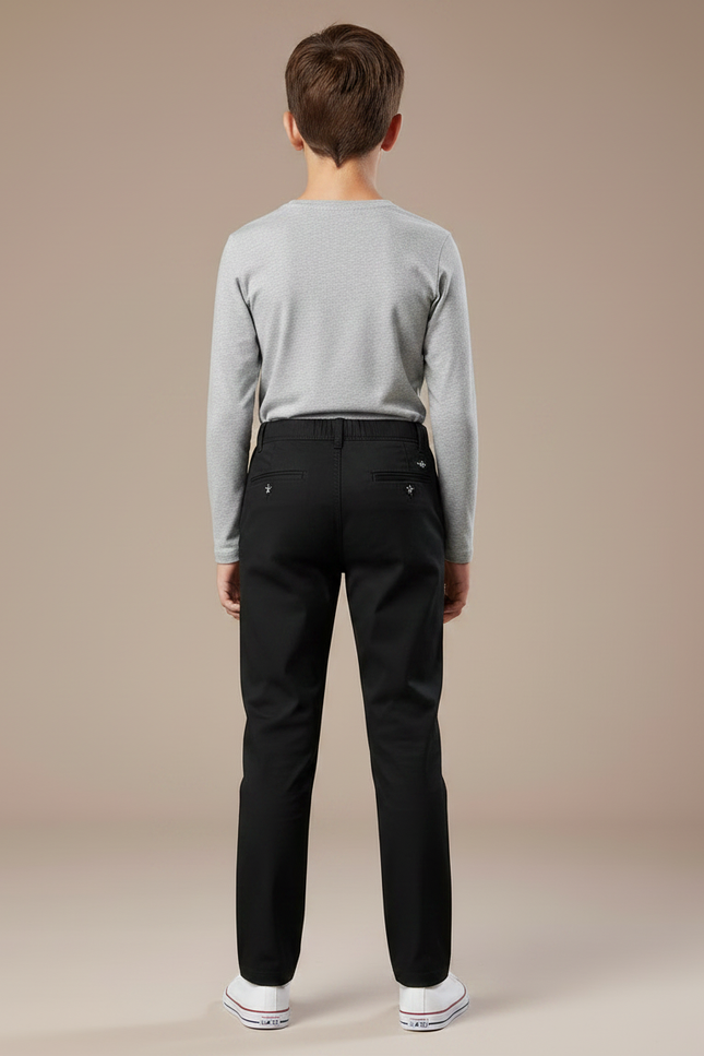 Pantalon Chino Noir Droit Coton Enfant - vue 2